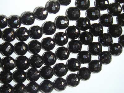 Black Spinal Faceted Round 8-9mm