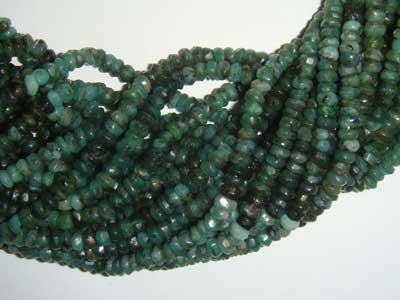 Shaded Emerald Hand Cut Rondell 3.5-4mm